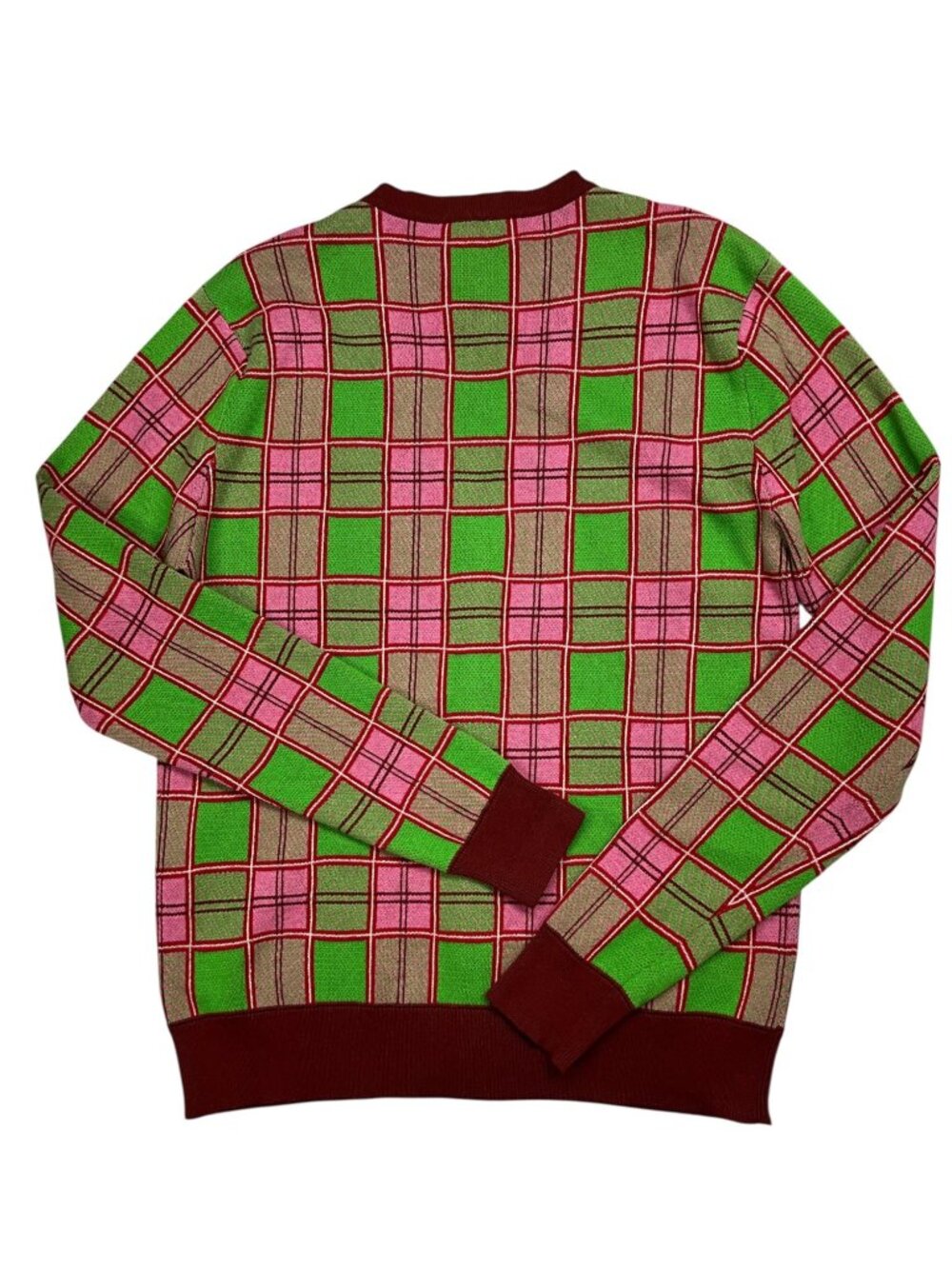 Molly Goddard Emma Cardigan Sweater M Pink Green Tartan Plaid Combed Cotton - Picture 14 of 16